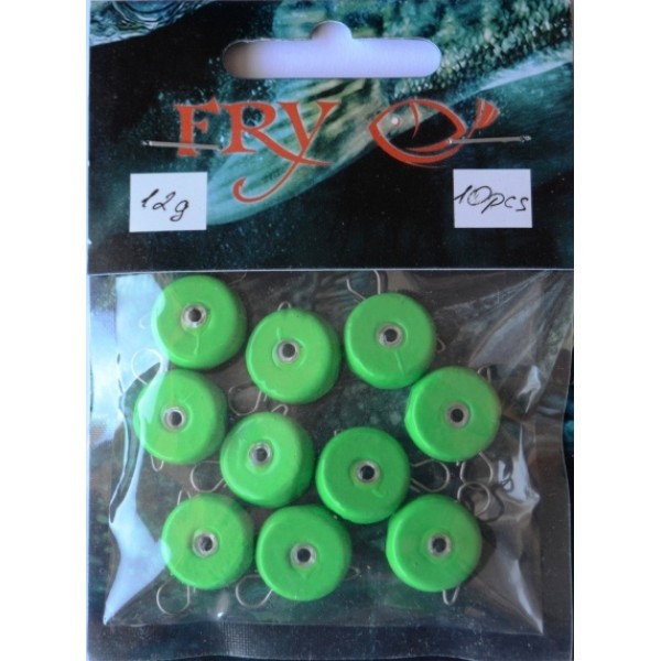 Вантаж вухатий для риболовлі, таблетка (ексцентрик) колір Silvereyes Green Apple, 10шт в уп., вага 12г